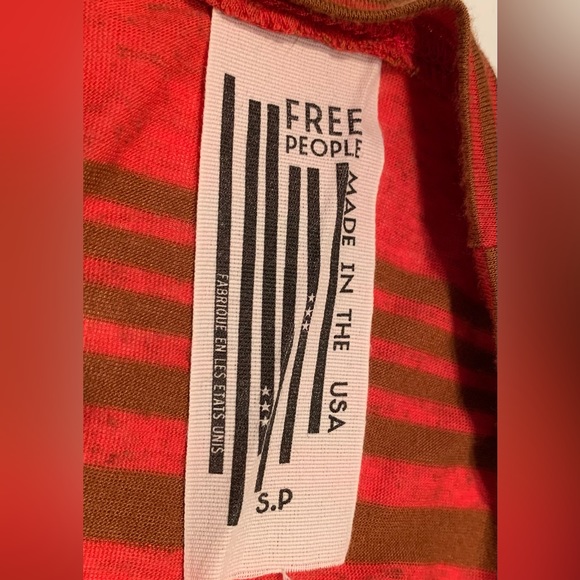 Free People Red Striped Dolman Sleeve T-shirt Size Small - Picture 3 of 3